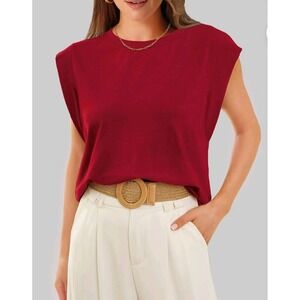 On 12th Top Womens S Burgundy Ruched Side Sleeveless Business Casual Office Chic